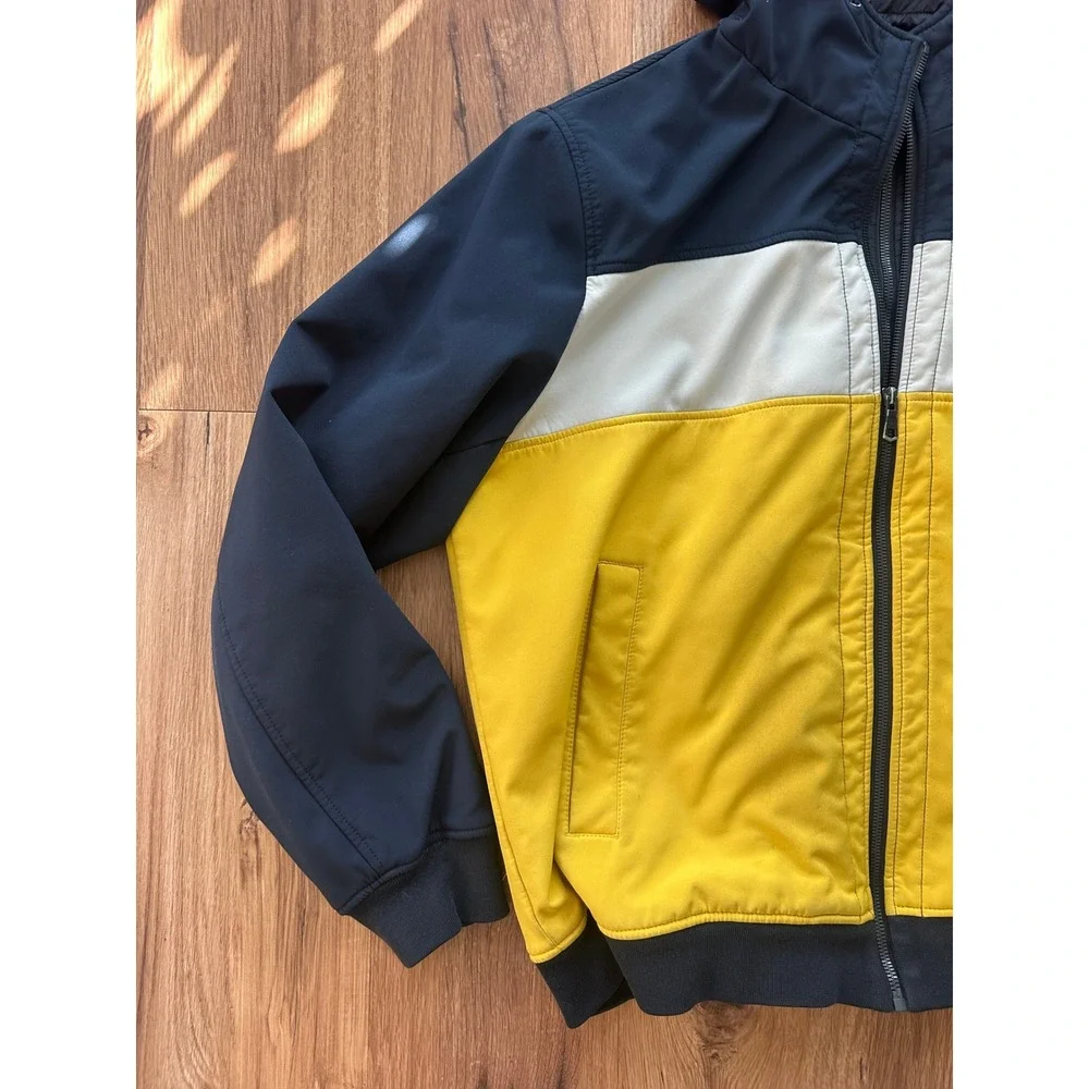 Tommy Hilfiger Mens Yen Softshell Hooded Jacket‎ Navy White Yellow Size XL